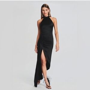 Retrofete Sab Satin Gown in Black NWT long maxi dress Size Small